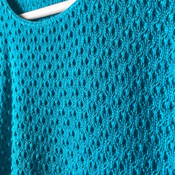 Vintage blue knit cap sleeve sweater top - Picture 2 of 6